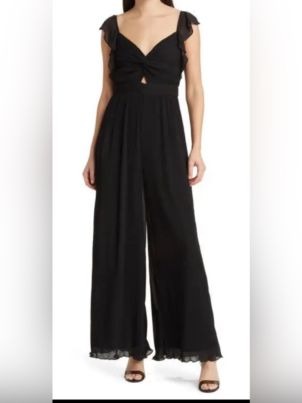 Astr Black Wide-Leg Jumpsuit Pants